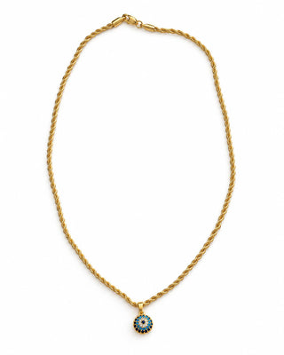 14K Gold Burgu Zincir Nazar Boncuk Kolye
