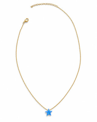 Gold Mavi Opal Taş Yıldız Kolye