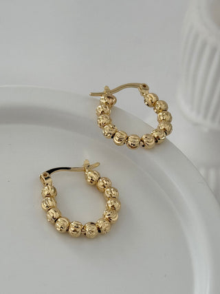 14K Gold Dorika Topçuk Halka Küpe