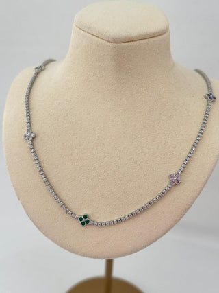 Silver Su Yolu Renkli Yonca Kolye