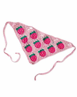Pembe Çilek Figürlü Üçgen İthal Bandana