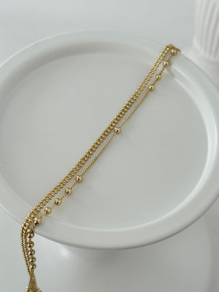 14K Gold İkili Topçuk Detay Bileklik