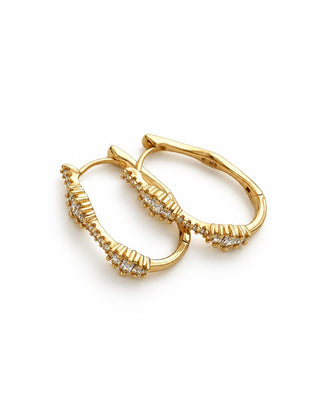 14K Gold Damla Taşlı Halka Küpe
