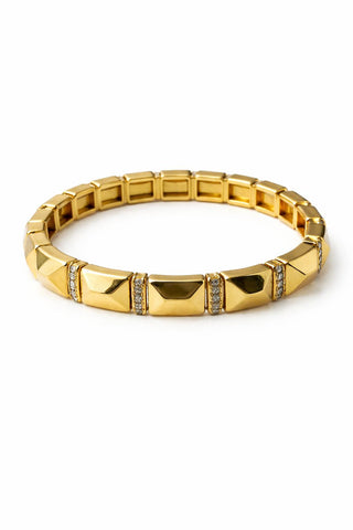 Gold Üçgen Form Taşlı Esnek Form Bileklik