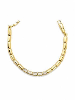 14K Gold Bakla Form Taş Detay Bileklik