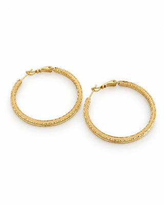 14K Gold Ezme Desen Halka Küpe
