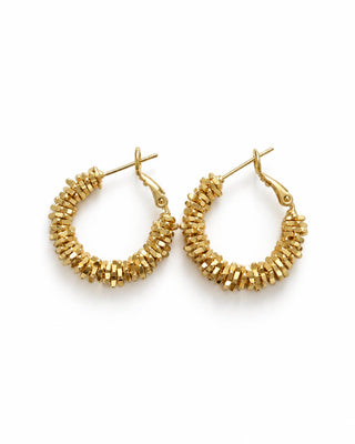 Gold Çizgi Desen Halka Küpe