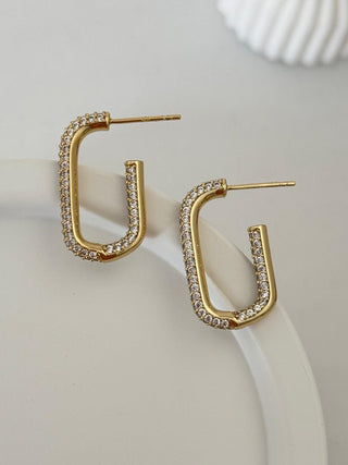 14K Gold Taşlı Tamtur Halka Küpe