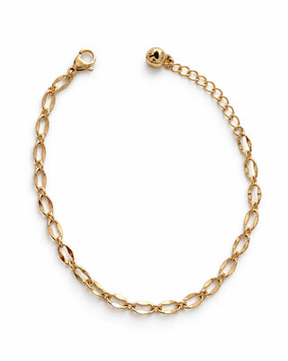 14K Gold Oval Form Zincir Desen Bileklik