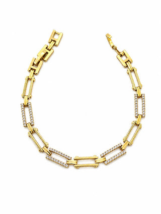 14K Gold Kare Taş Ezme Desen Bileklik