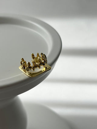 Gold İkili Görünüm Zigzag Kare Form Kıkırdak Küpe