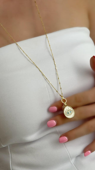 Gold Uzun Form Göz Kolye