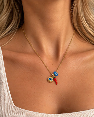 14K Gold Biber Nazar Boncuk Şans Kolyesi
