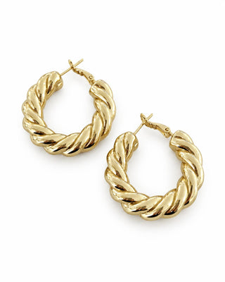 14K Gold Burgu Desen Halka küpe