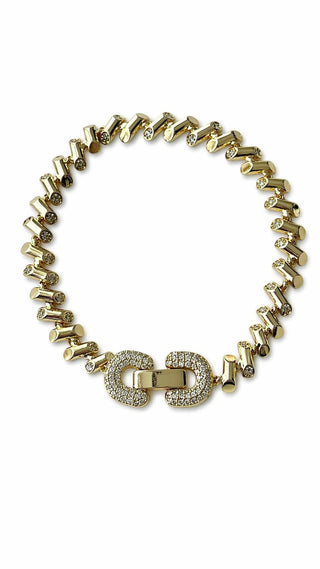 14K Gold Oval Çubuk Desen Bileklik
