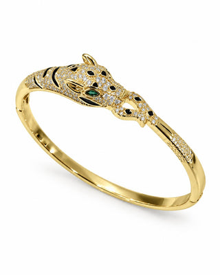 14K Gold Marka Model Taşlı Kaplan Kelepçe