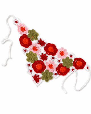 Mix Çiçek Desen Üçgen Örgü Bandana