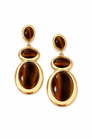 Kahve Sarkıt Oval Form Küpe