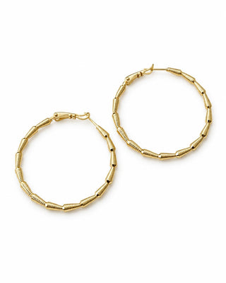 14K Gold Bambu Desen Halka Küpe