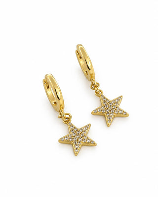 14K Minimal Taşlı Yıldız Küpe