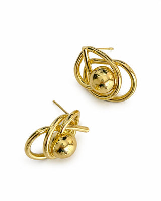 Gold Topçuk Burgu Desen Küpe