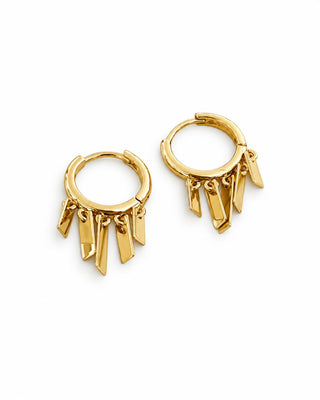 14K Gold Minimal Pul Desen Halka Küpe
