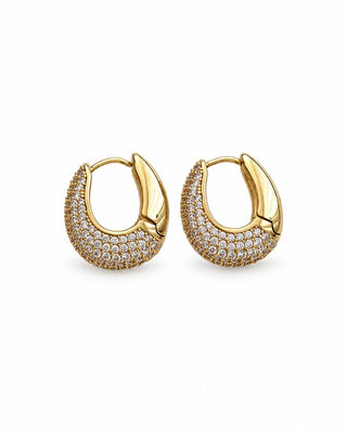 14K Gold Taşlı Halka Küpe