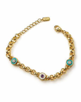 14K Gold Renkli Mineli Marka Model Bileklik