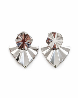 Silver Üçgen Desen Plaka Küpe