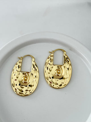 Gold Ezme Plaka Halka Küpe