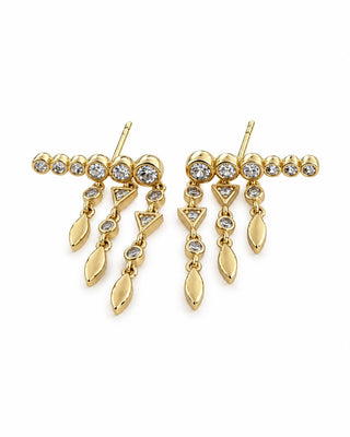 14K Gold Marka Model Üçlü Sarkıt Küpe