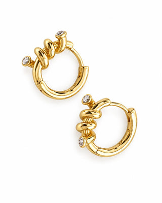 14K Gold Burgu Desen Minimal Halka Küpe