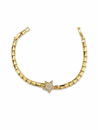 14K Gold Üçgen Desen Zincir Yıldız Bileklik