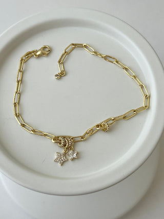 Gold Ataç Zincir Yıldız Bileklik