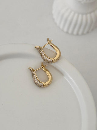 14K Gold Yarı Taşlı Sepet  Halka Küpe