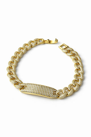 14K Gold Oval Taş Detay Zincir Bileklik