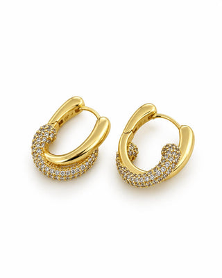 14K Gold Burgu Desen Taşlı  Marka Küpe