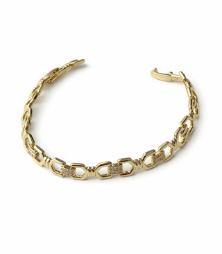 14K Gold Taşlı Fiyonk Desen Bileklik