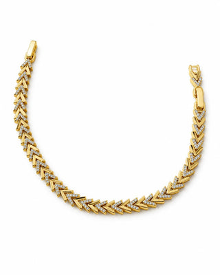 14K Gold İki Renk Üçgen Detay Bileklik