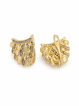 Gold Taşlı Yelpaze Küpe
