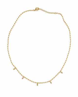 Gold Damla Taşlı Topçuk Kolye