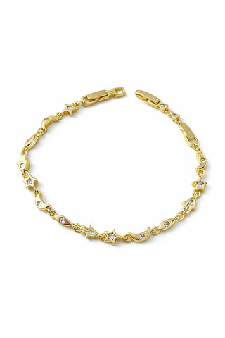 14K Gold Ay Yıldız Tasarım Bileklik