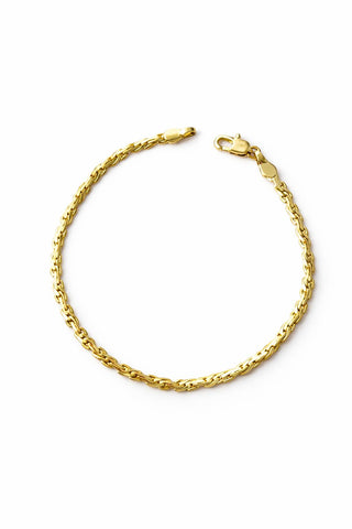 14K Gold İnce Ezme Desenli Bileklik