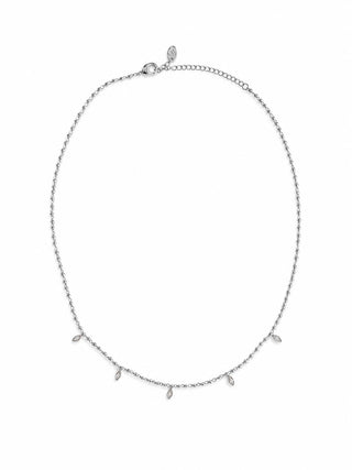 Silver Topçuk Yaprak Desen Kolye